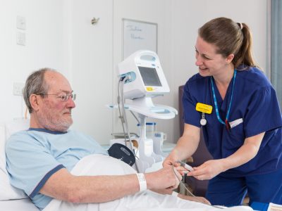 Patient with pulse monitor