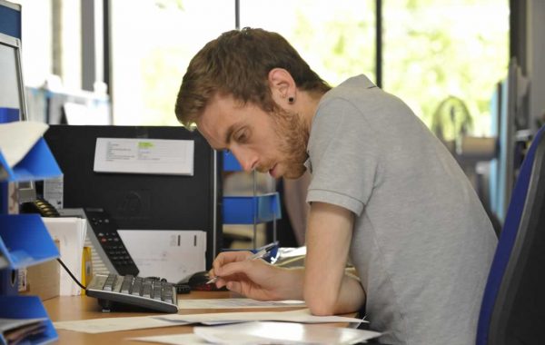 A man working at a desk