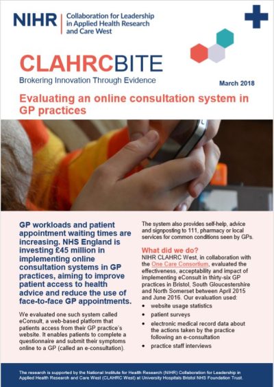 Evaluating an online consultation system in GP practices