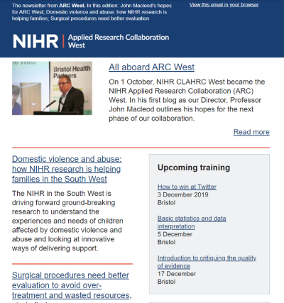 ARC West email newsletter – October 2019