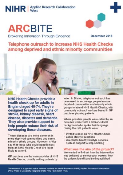 Telephone outreach to increase NHS Health Checks among deprived and ethnic minority communities