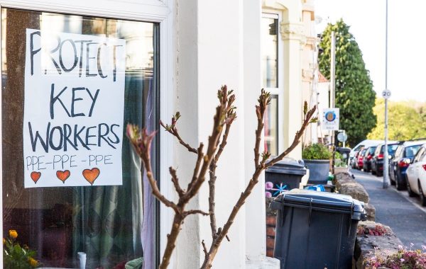 A Bristol house with a sign protesting the lack of PPE during the coronavirus pandemic