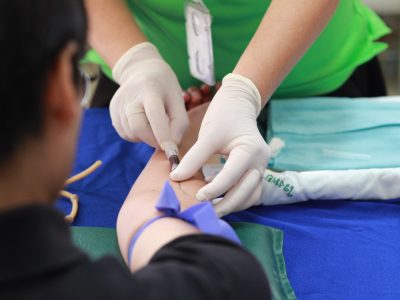 Some blood being taken from a patient