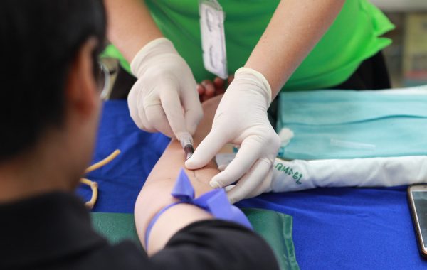 Some blood being taken from a patient