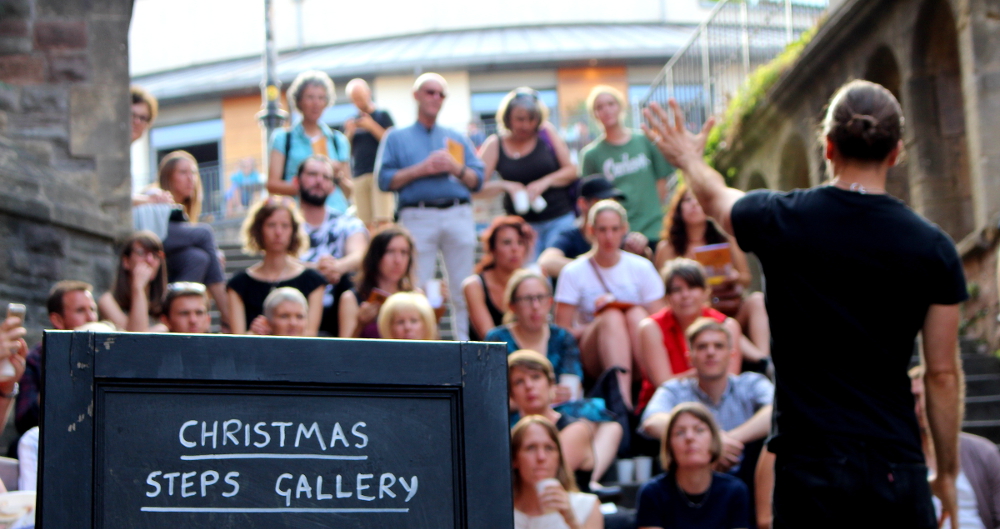 Oli Williams talking to the audience at the Weight of Expectation comic launch