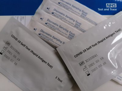 Close up of covid lateral flow tests