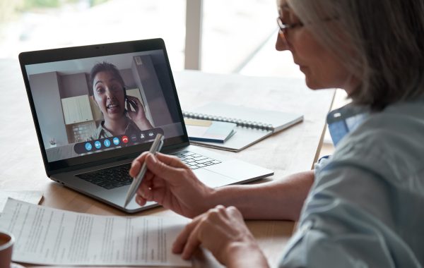 Two women on a work video call