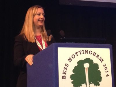 Elaine Willmore speaking at a conference