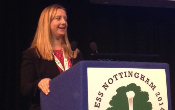 Elaine Willmore speaking at a conference