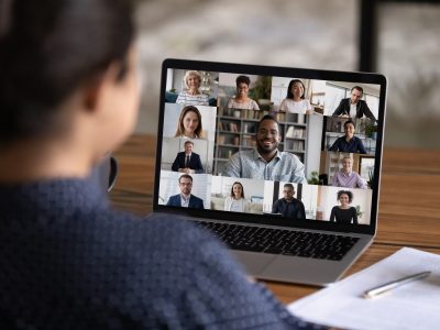 A woman on a Zoom call