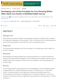 Developing a Set of Key Principles for Care Planning Within Older Adult Care Homes: A Modified Delphi Survey paper screenshot