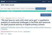 Screenshot of research paper titled: “We just have to work with what we’ve got”: a qualitative analysis of contextual challenges in facilities and resources for pupil physical activity in English primary schools