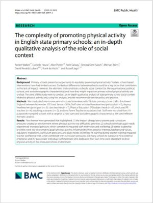 Screenshot of the research paper on the role of social context in promoting physical activity in primary schools