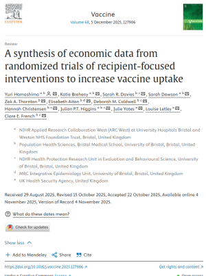 Screenshot of the paper A synthesis of economic data from randomized trials of recipient-focused interventions to increase vaccine uptake